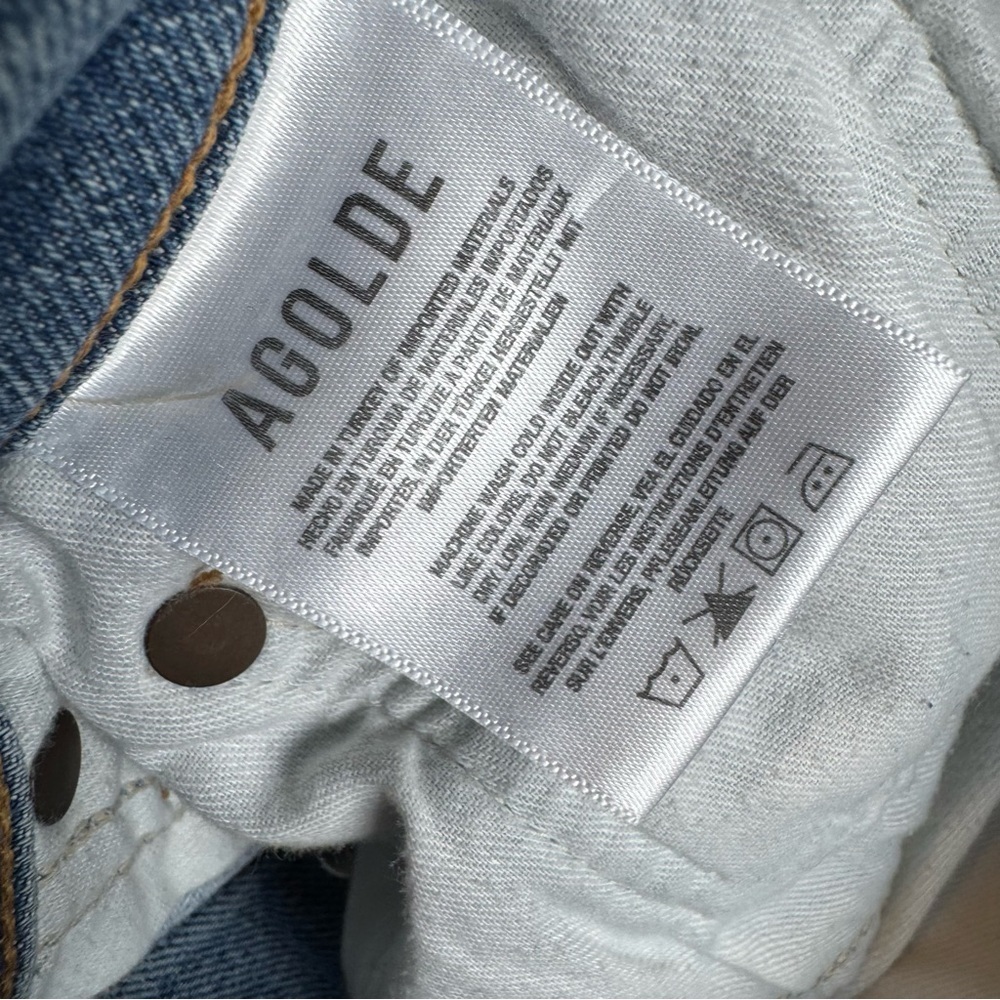AGOLDE Riley High Rise Straight Crop in Whiplash Denim Blue Jeans 28 B25 - Picture 9 of 12